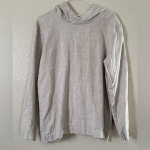 W Sz.M Linen Black Ficus Hoodie ALTHEA Beige Lagenlook Minimalist Beachy